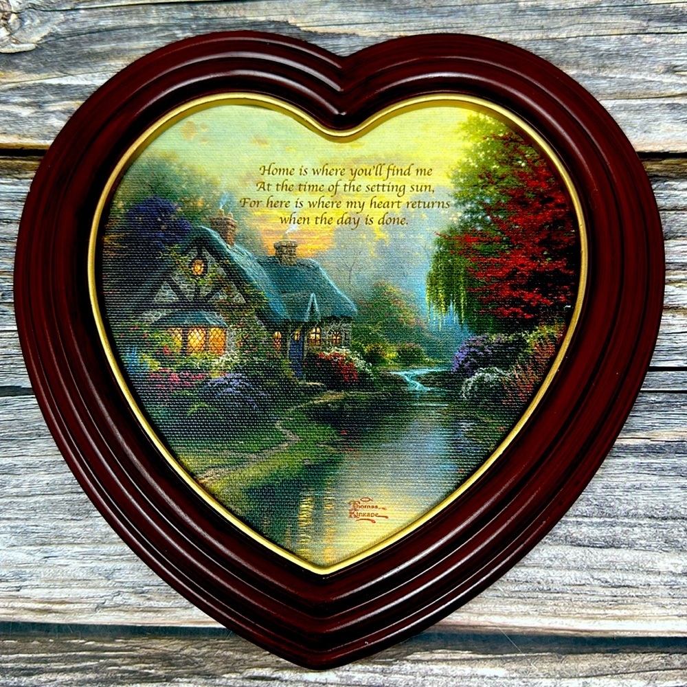 BRADFORD EXCHANGE THOMAS KINKADE HEART FRAMED CANVAS PRINT NIB never opened​